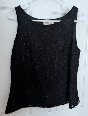 Amanda Smith Black Beaded Sleeveless Top